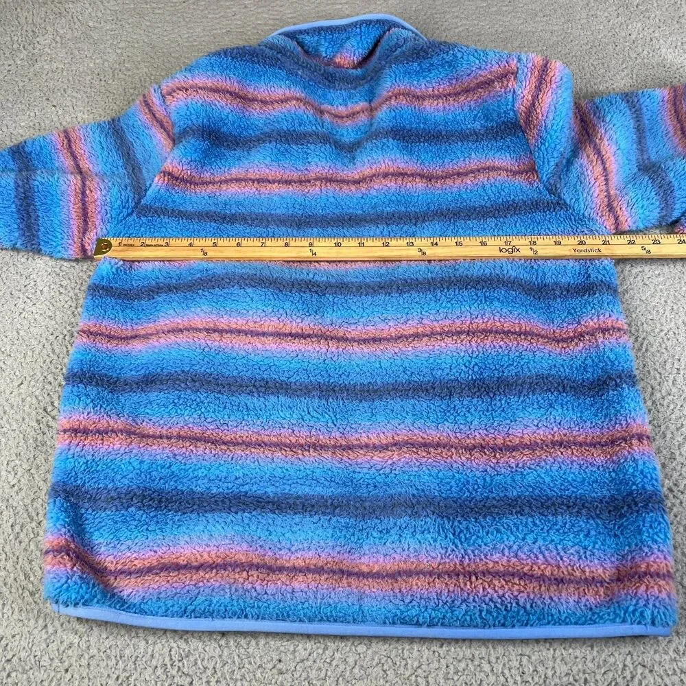 MOCK NECK Pullover Womens Large Blue Billabong Adventure Division Faux Fur